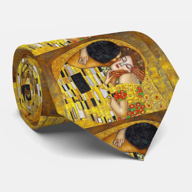 Cravate Gustav Klimt,"Le Kiss ク タ イ (Roulé)