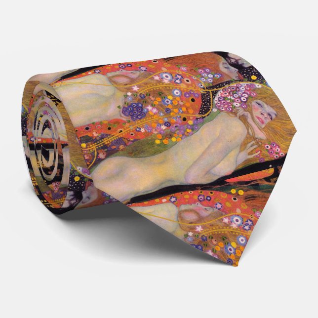 Cravate Gustav Klimt, "Water Serpents II (petites amies)" (Roulé)