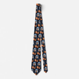 Cravate Halloween Airedale Avec Peur Citrouille