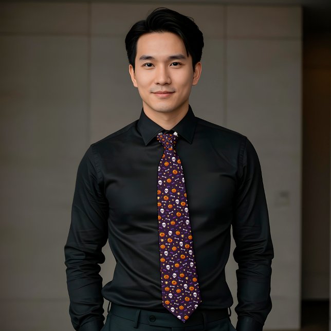 Cravate Halloween classique Motif à thème foncé violet (Créateur téléchargé)