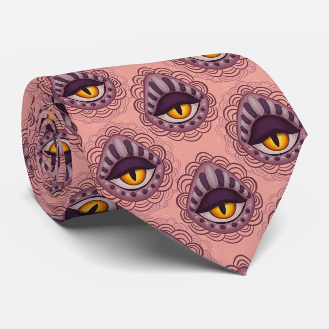 Cravate Halloween éffrayant rose oculaire (Roulé)