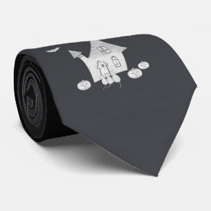 Cravate Halloween la nuit avec Haunted House, chauves-sour