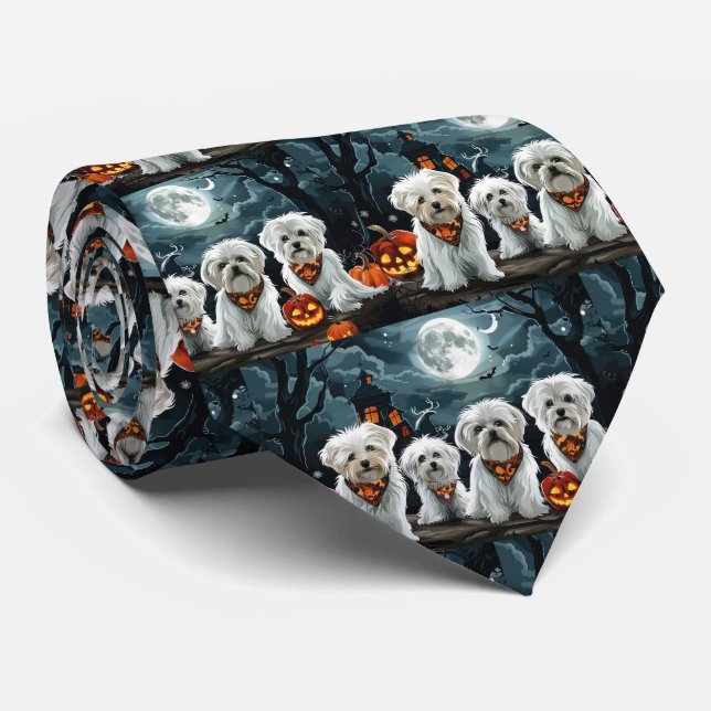 Cravate Halloween maltais Éffrayant (Roulé)