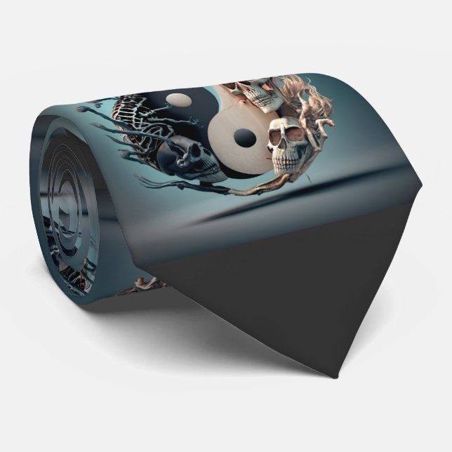 Cravate Halloween Yin Yang Skeleton Art (Roulé)