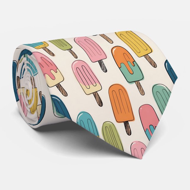 Cravate Hand-Drawn Popsicle doodle Pattern (Roulé)