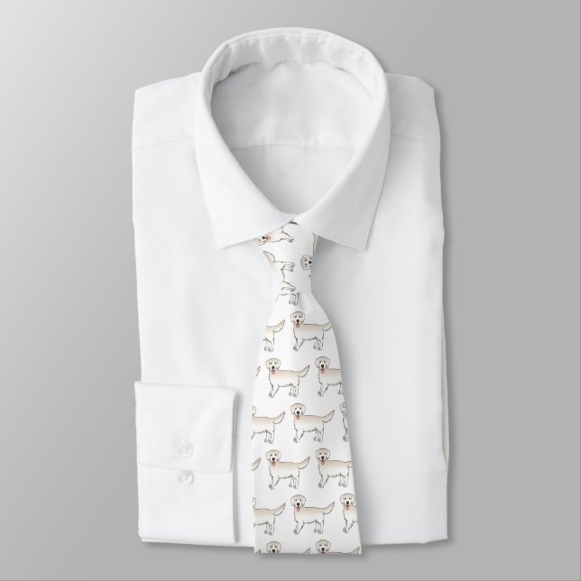 Cravate Happy Cream Golden Retriever Motif de dessin de ch (Attaché)
