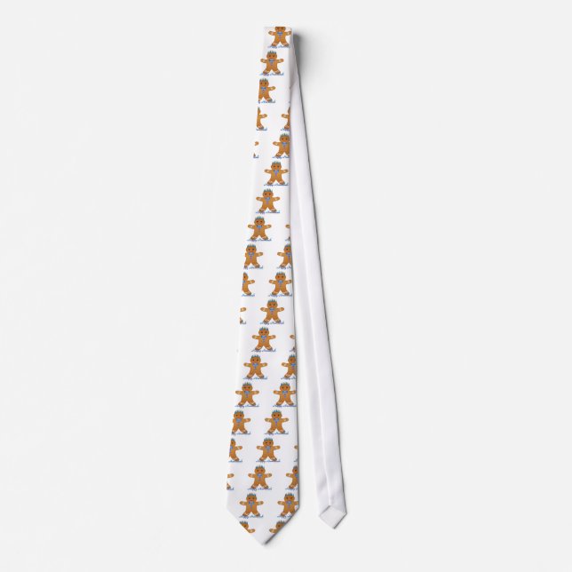 Cravate Happy Hanoukka Gingerbread Man Menorah (Devant)
