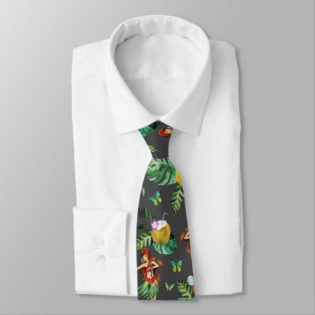 Cravate Hawaiian Summer Vacances Aloha Tacky Motif (Attaché)
