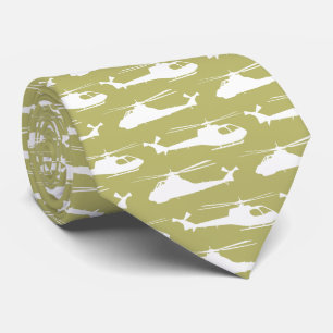 Cravate Hélicoptère Motif Militaire Kaki vert