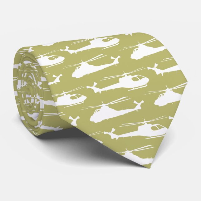 Cravate Hélicoptère Motif Militaire Kaki vert (Roulé)