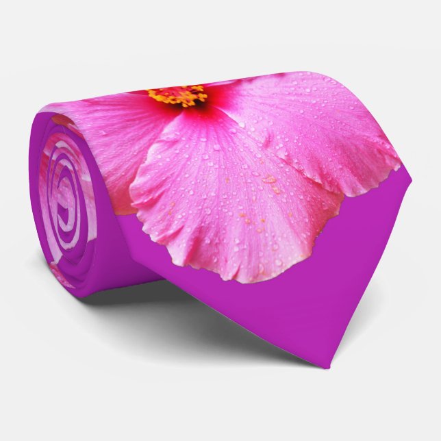 Cravate Hibiscus Dew Sprinkings, (Roulé)