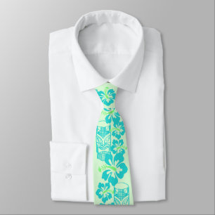 Cravate Hibiscus Hawaïen & Tiki "Live Pono" Retro Upbeat