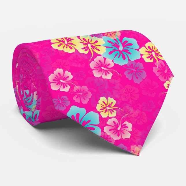 Cravate Hibiscus Leis/Cravate hawaïenne/Tropical/arrière - (Roulé)
