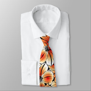 Cravate hibiscus orange