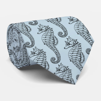 Cravate hippocampe graphique en bleu clair