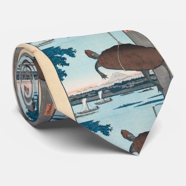 Cravate Hiroshige , Ukiyoe “ Mannen Bridge, Fukagawa ” ネクタ (Roulé)