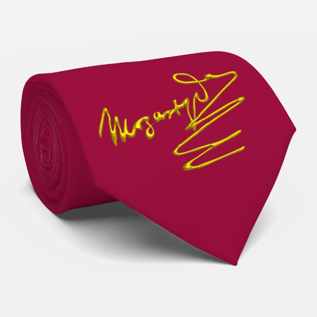 Cravate HOMAGE À MOZART Gold Signature Du Compositeur Red (Roulé)