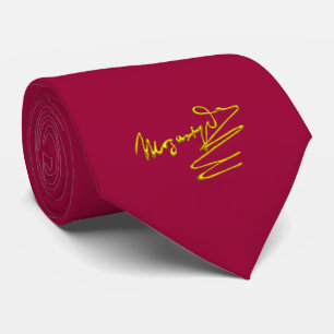 Cravate HOMAGE À MOZART Gold Signature Du Compositeur Red