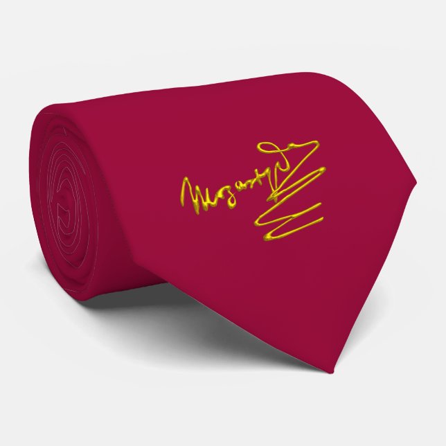 Cravate HOMAGE À MOZART Gold Signature Du Compositeur Red (Roulé)