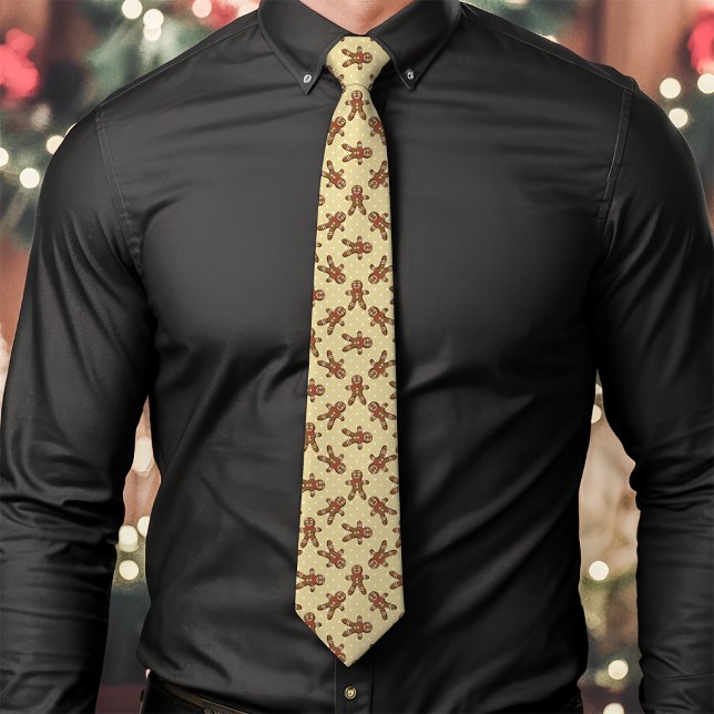 Cravate Homme en pain d'épices jaune à pois Noël (Créateur téléchargé)