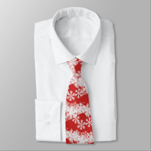 Cravate homme-Noël Snowflakes-Rouge