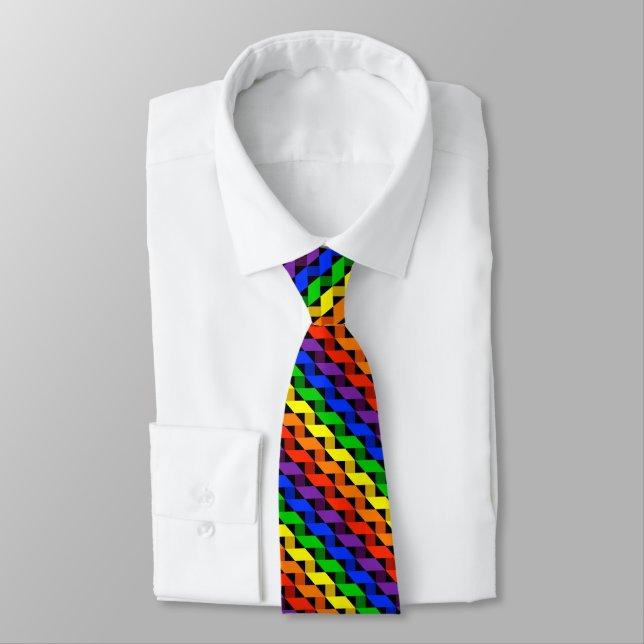 Cravate Hommes de gay pride de motif d'édredon de ruban (Attaché)