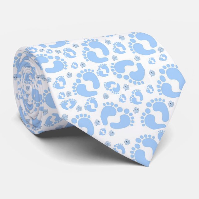 Cravate Hommes Designer Baby Feet Boy Blue Elephants (Roulé)