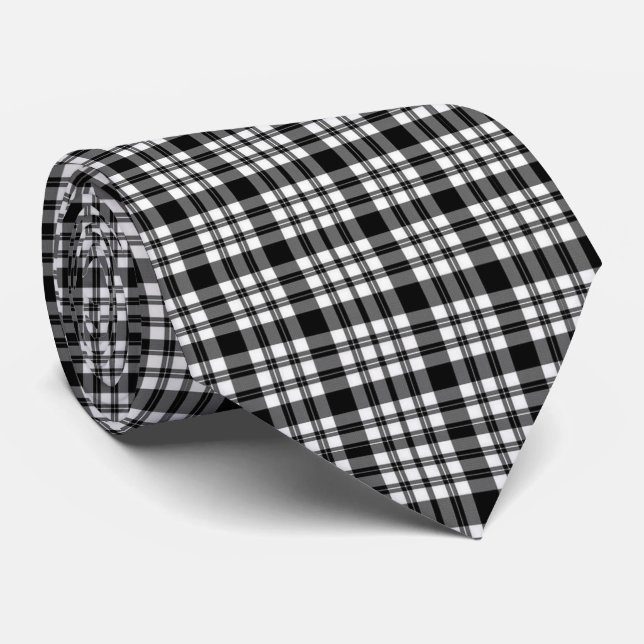 Cravate Hommes Designer blanc et noir (Roulé)