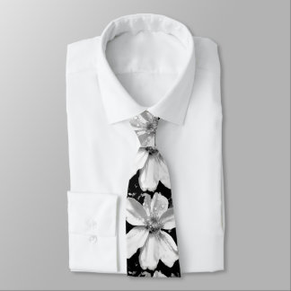 Cravate hommes florale noire et blanche