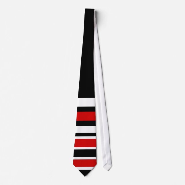 Cravate Hommes Rouge Noir Blanc Blancs Bande 2 (Devant)