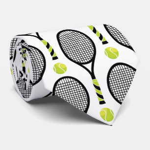Cravate 🎾 Horizontal tennis noir et vert 🎾 blanc