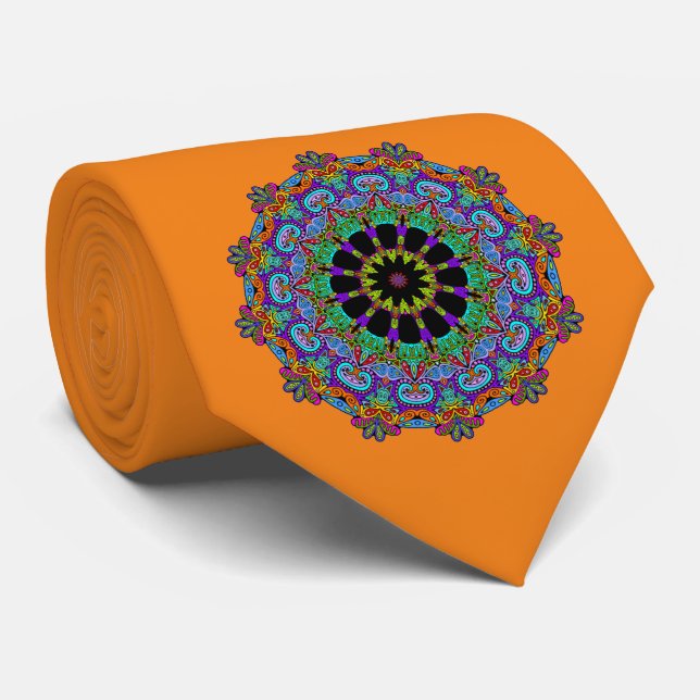 Cravate Horloge à main peinte Mandala 24 (Roulé)