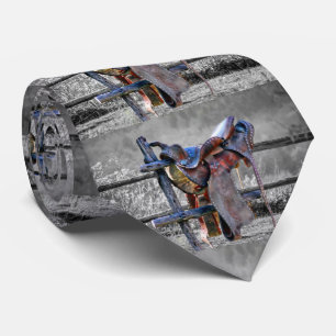 Cravate Horse Saddle On Corral Fence Western