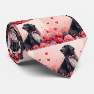 Cravate Hound afghan avec Roses - Saint Valentin