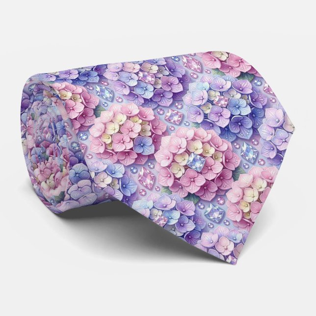 Cravate Hydrangeas & Diamonds | Collier de mariage et d'év (Roulé)