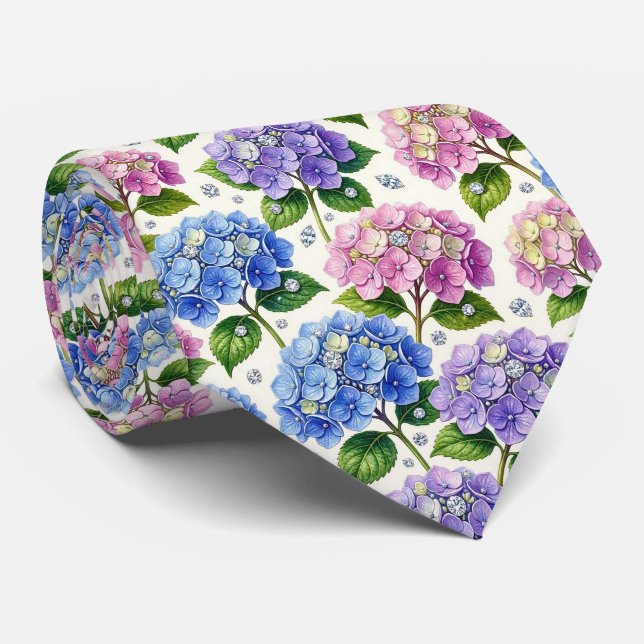 Cravate Hydrangeas & Diamonds | Collier de mariage et d'év (Roulé)