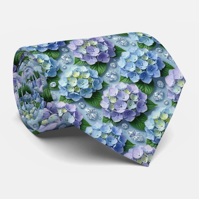 Cravate Hydrangeas & Diamonds | Collier de mariage et d'év (Roulé)