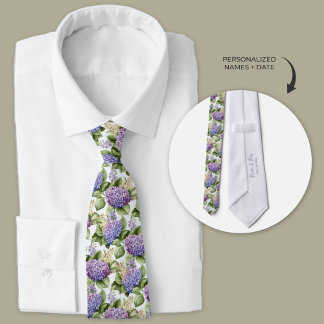 Cravate Hydrangée violette Aquarelle personnalisée