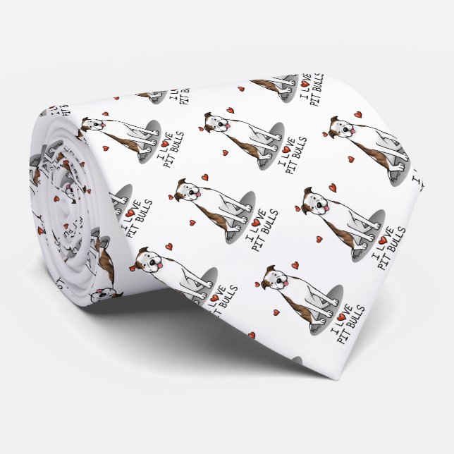 Cravate I Love Pit Bulls (lt brindle white 3) (Roulé)