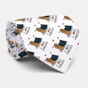 Cravate I Love Yorkies (I Love Yorkshire Terriers) coeur