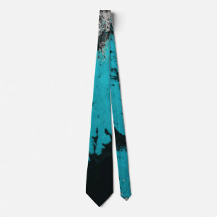 Cravate Ice Water turquoise argentée noir sur mesure