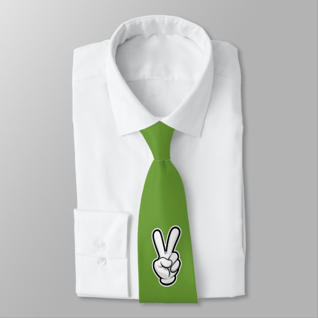 Cravate Icône classique du symbole de la main de la paix (Attaché)