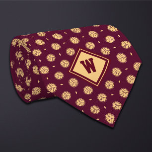 Cravate icône de volley-ball Burgundy Gold