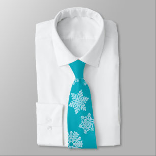 Cravate Icy Aqua Turquoise Froid Snowflakes hiver Noël