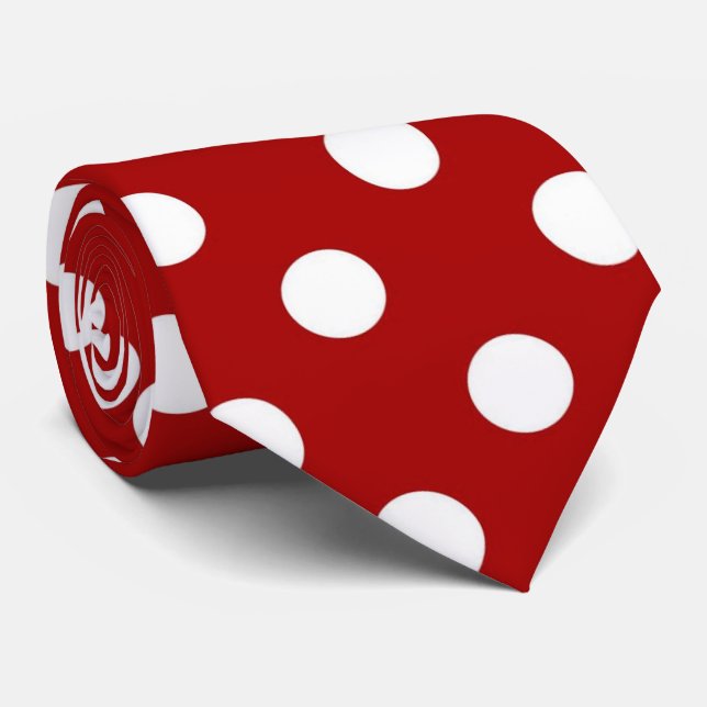 Cravate IE blanc rouge de motif de point de polka (Roulé)