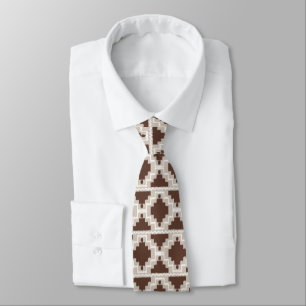 Cravate Ikat Aztec Motif - Brown au chocolat et Taupe