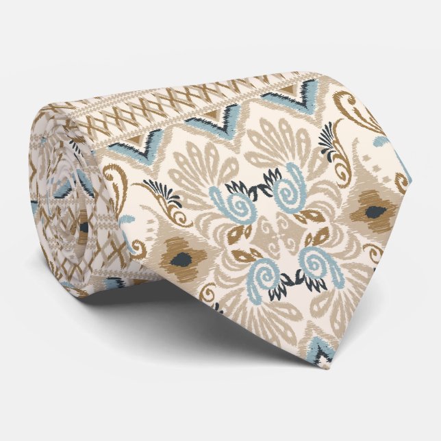 Cravate Ikat Chevron Paisley (Roulé)
