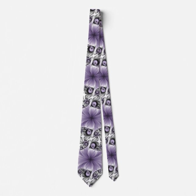 Cravate Illusion Lilac Abstrait Floral Fractal Art Imagina (Devant)