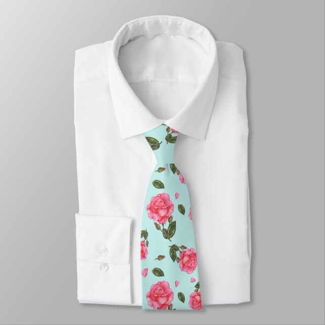 Cravate Illustration botanique de Shabby Chic Rose (Attaché)