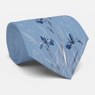 Cravate Illustration botanique d'iris à motifs